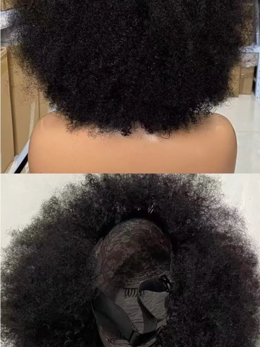 Voluminous Afro Kinky Curly Wig with Bangs - Black